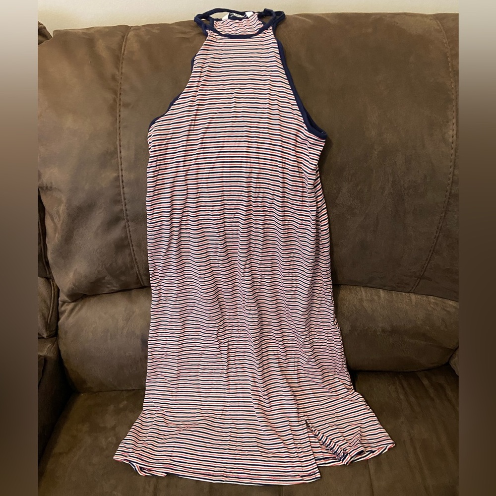 American Eagle Blue and red striped dress super stretchy and comfy material; XXS